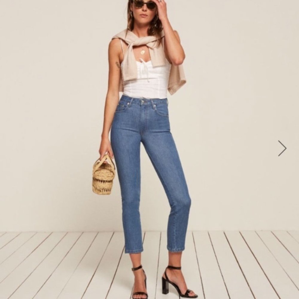 Reformation High & Straight Jeans in Indian wash